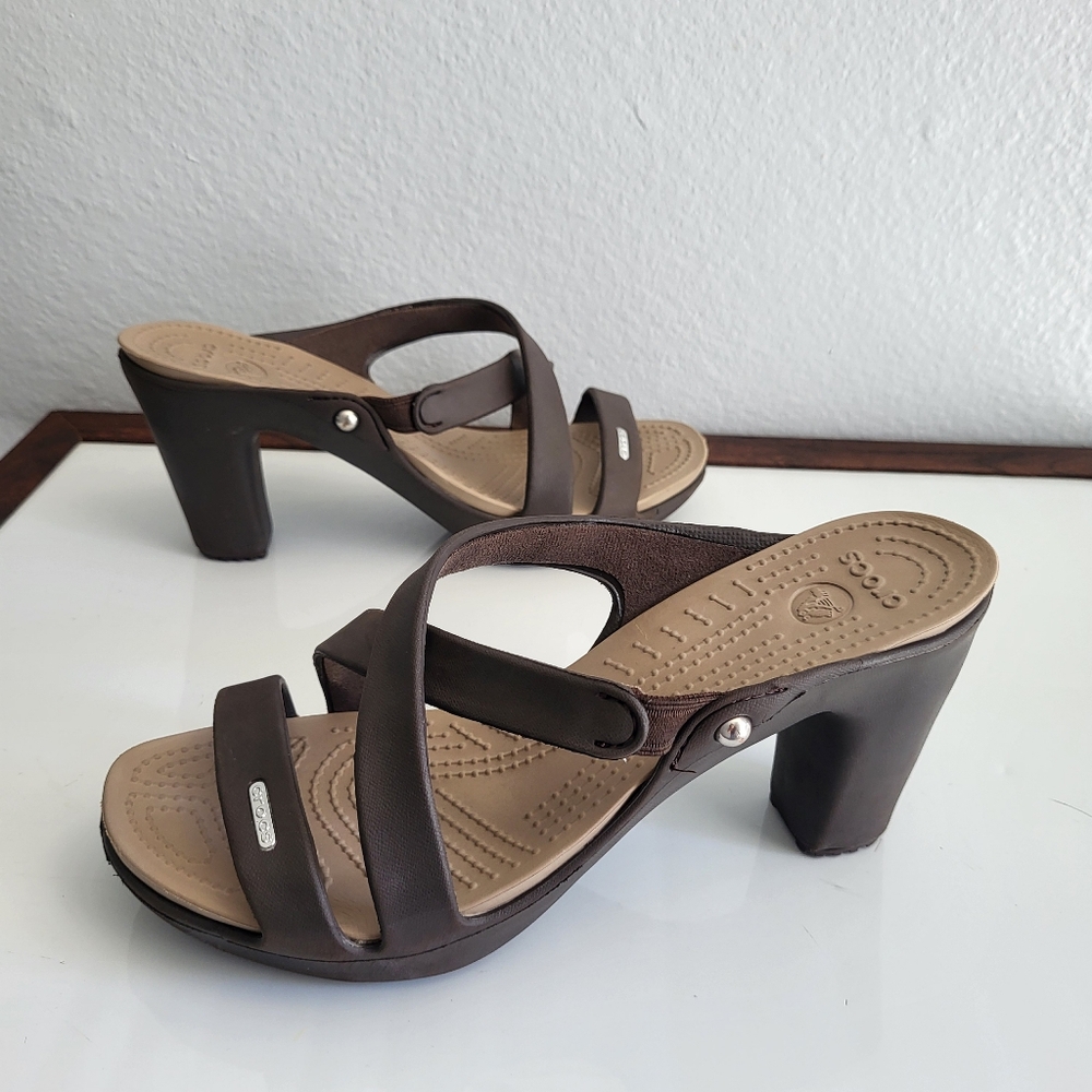 CROCS Dark Brown Heeled Sandals